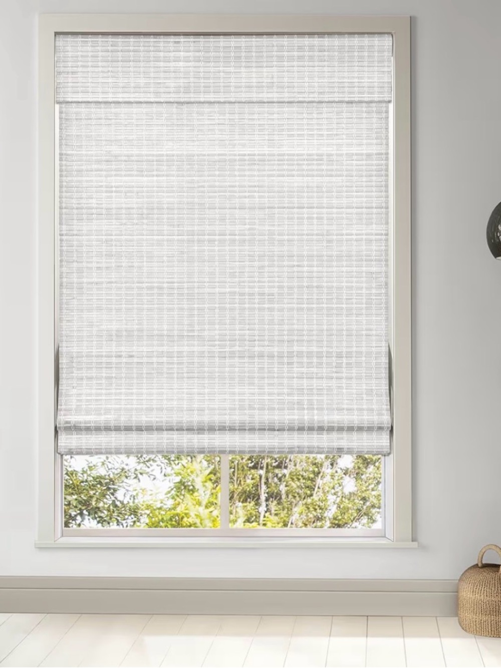 Bamboo Roman Shades Cordless 28.5x64 Alpine Ivory Roll Up Blinds NEW